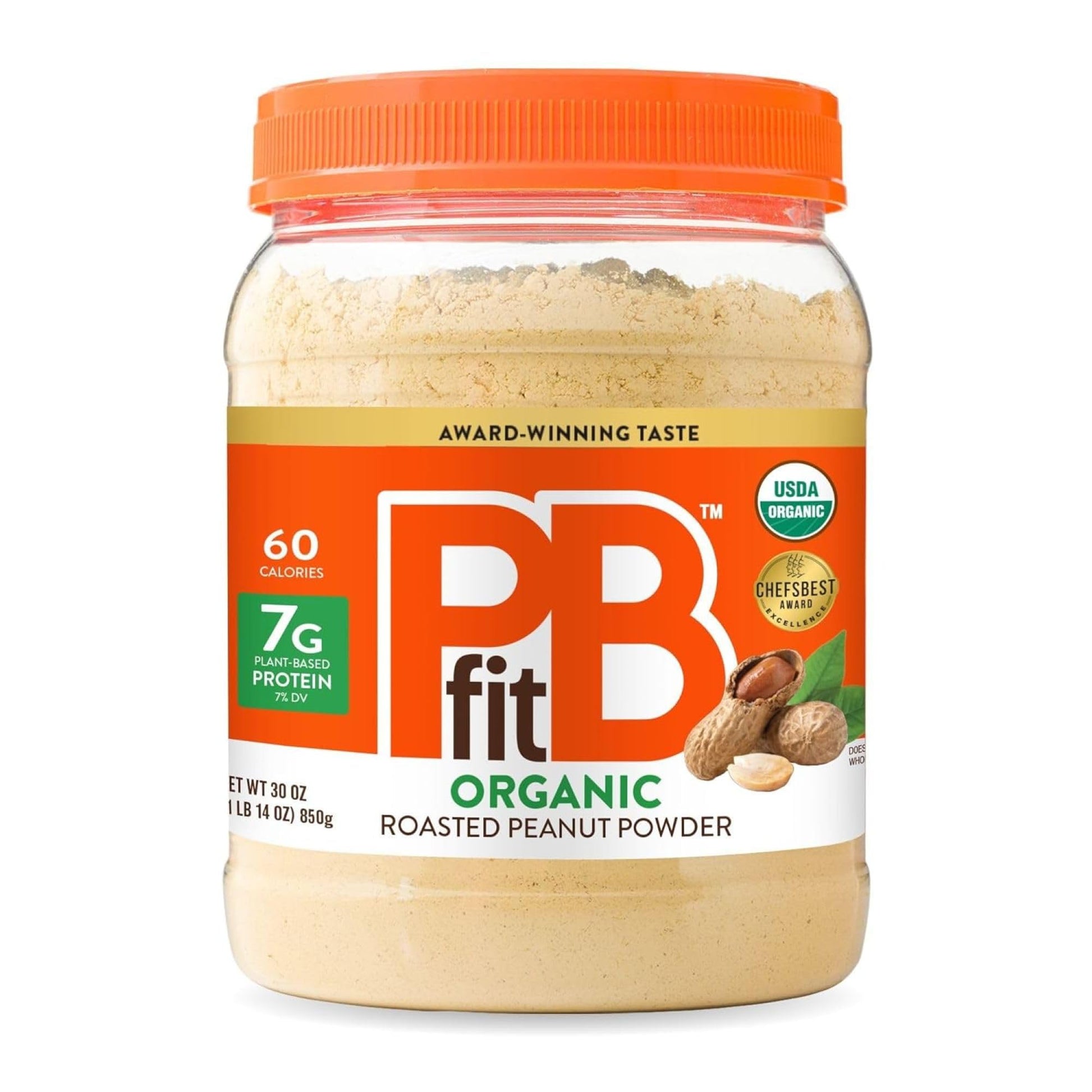 PBfit 30 Ounce Organic Peanut Butter Powder, Powdered Peanut Spread from Real Roasted Pressed Peanuts, 7g of Protein 7% DV, Glut