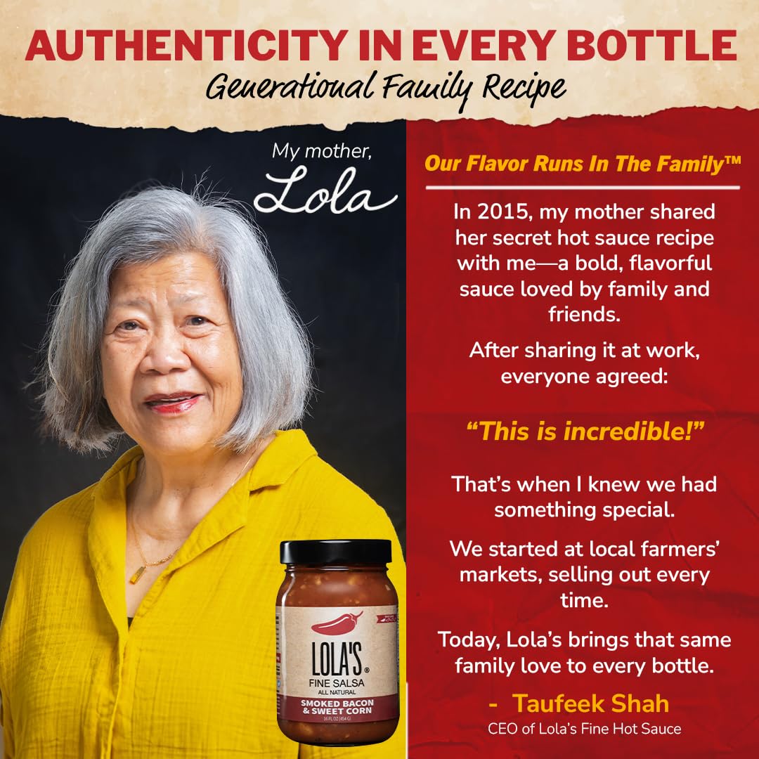 Lola’S Smoked Bacon & Sweet Corn Salsa - Savory, Smoky & Slightlysweet | Made With Iowa Bacon, Sweet Corn & Chipotle Peppers, 16Oz Jar