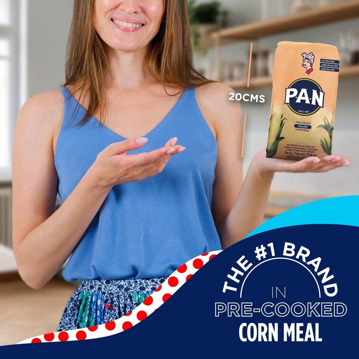 P.A.N. Yellow Corn Meal - Pre-cooked Gluten Free and Kosher Flour for Arepas (2.2 lb/Pack of 1)