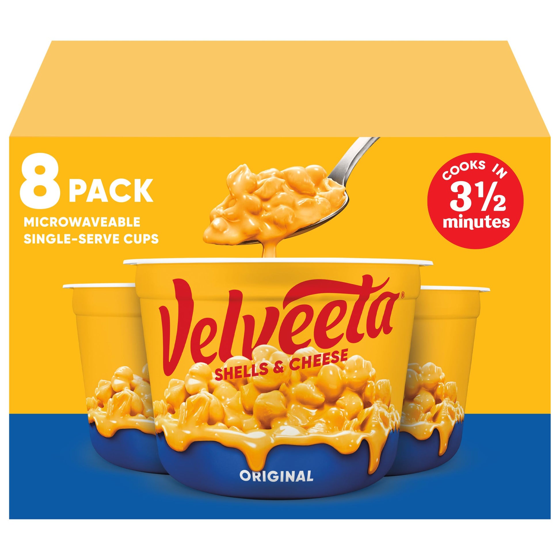 Velveeta Shells & Cheese Original Microwaveable Shell Pasta & Cheese Sauce  8 ct Box  2.39 oz Cups