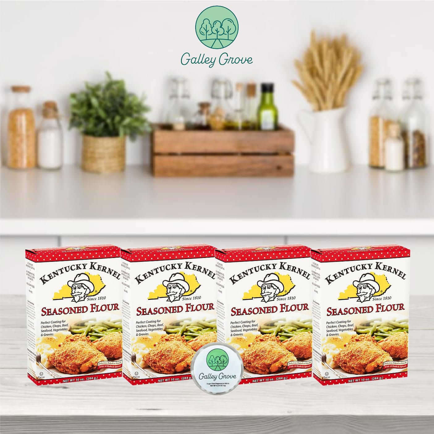 Kentucky Kernel Seasoned Flour Mix Coating Bulk 10 Oz (4-Pack), 40 Total Ounces, Chicken, Chops, Beef, Seafood, Vegetables, Frie