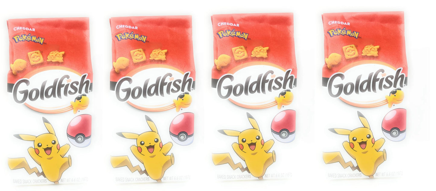 Goldfish Crackers - 4 bags - Free of Dyes (Pokemon Cheddar 6.6oz)