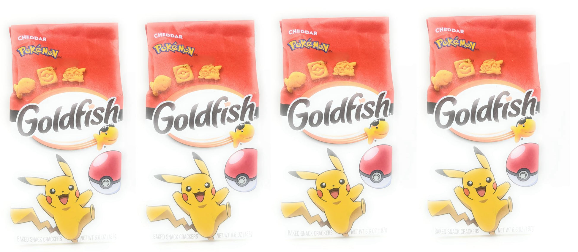 Goldfish Crackers - 4 bags - Free of Dyes (Pokemon Cheddar 6.6oz)