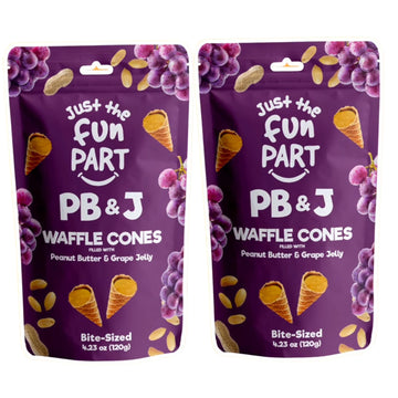 Just The Fun Part | Bite-Size Crispy Mini Waffle Cones | Filled With Top-Grade Belgian Chocolate | Great For Snacks  Desserts  Grab & Go | Kosher | 4.23 Ounce (Pack Of 2  Peanut Butter And Grape Jelly)