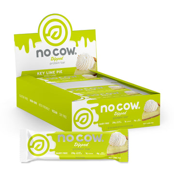 No Cow High Protein Bars, Dipped Key Lime Pie - Healthy Snacks, 20G Vegan Protein, High Fiber, Low Sugar, Keto Friendly, Dairy &