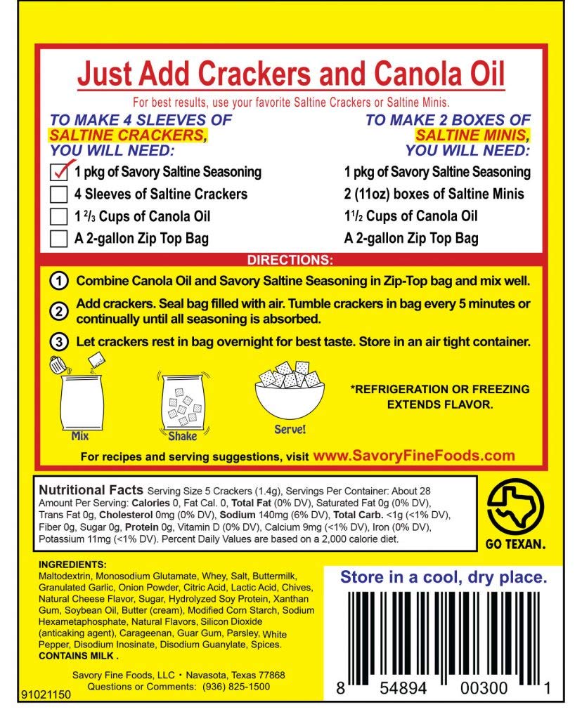 Savory Saltine Seasoning, 1.4 Ounce, Classic Original, 1 Pack