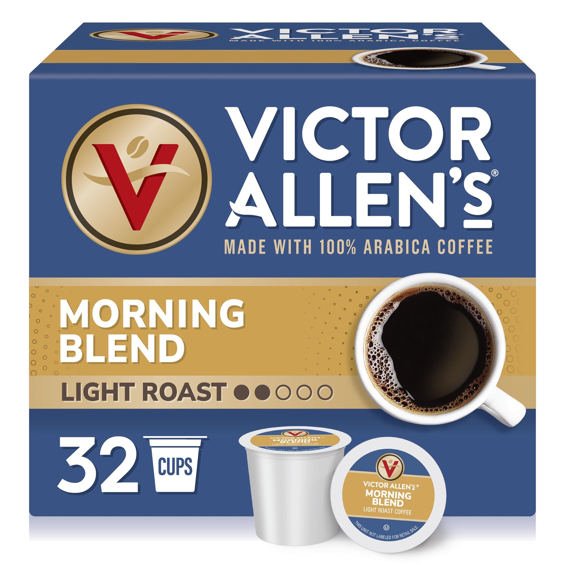 Victor Allens Coffee Morning Blend Light Roast Single Serve Pods 32 Count for Keurig K-Cup Brewers Brown