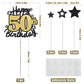 Happy 50Th Birthday Cake Topper, Black And Gold Glitter Cake Toppers, 50 Year Birthday Party Cake Decoration