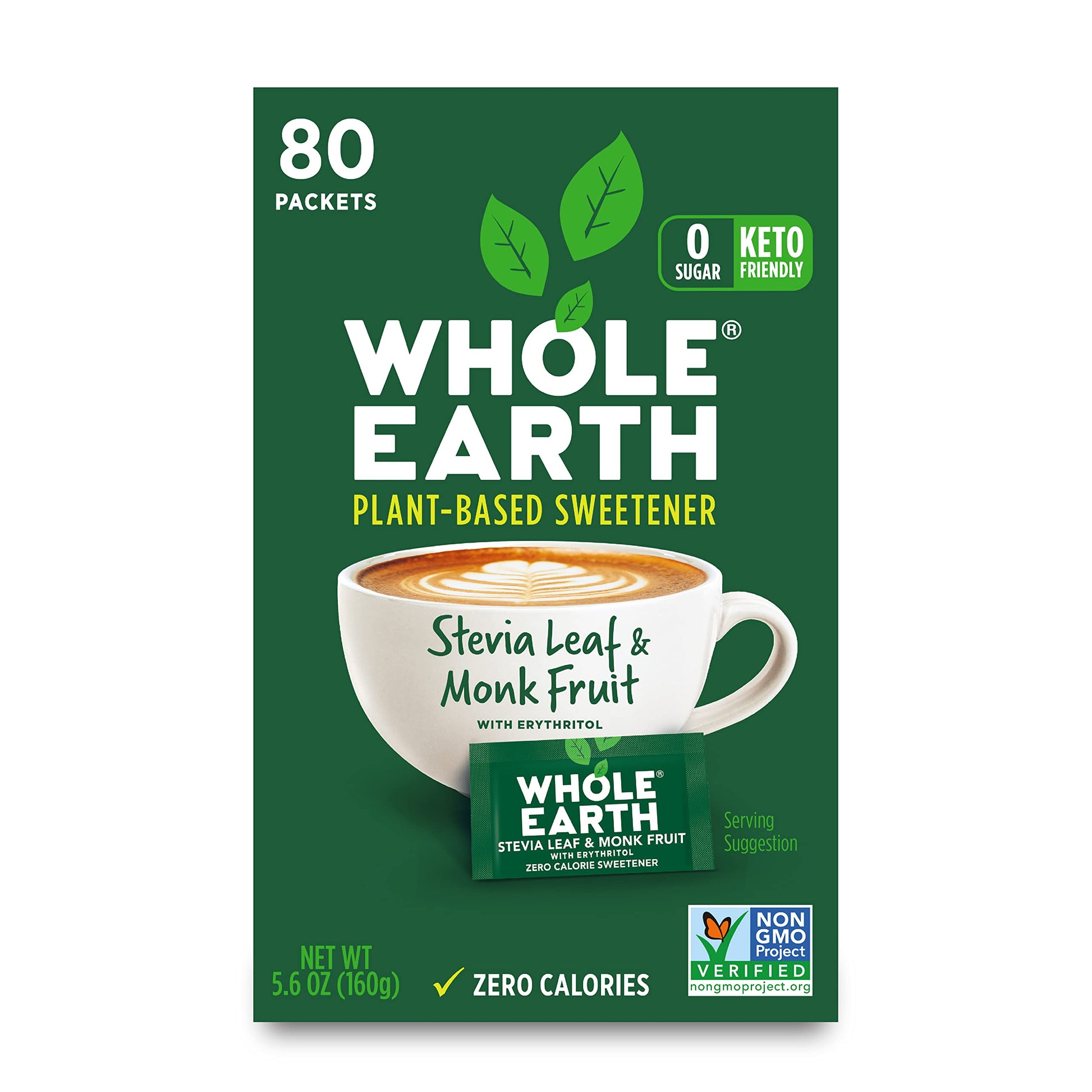 Whole Earth Sweetener Co. NATURE SWEET Stevia & Monk Fruit Sweetener  Erythritol Sweetener  Sweet Leaf Stevia Packets  Sugar Substitute  Natural Sweetener  80 Count