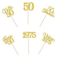 Rssta i 50th Birthday Cupcake Toppers, Gold Glitter, Vintage 1975, Paper, 24 Pack