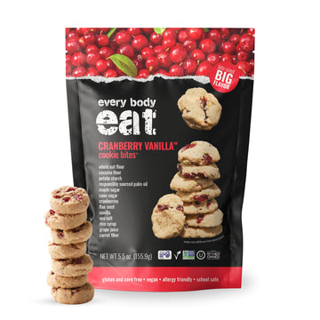 Every Body Eat Crunchy Cookie Bites, Gluten & Dairy Free, Vegan, School Lunch Snacks, (5.5 Ounce (Pack of 3), Cranberry Vanilla)