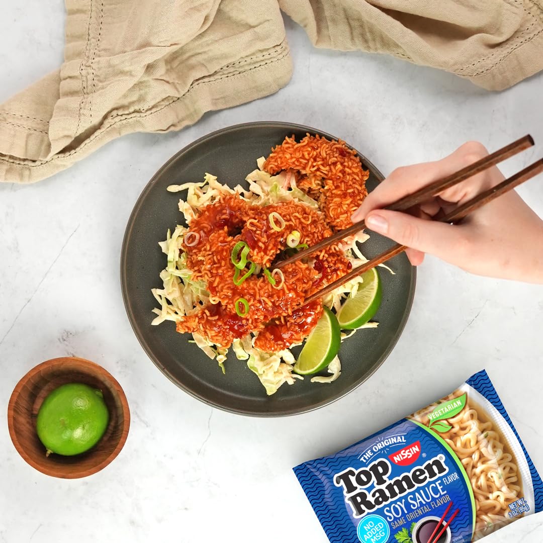 Nissin Top Ramen Noodle Soup, Soy Sauce, 3 Ounce (Pack of 24)