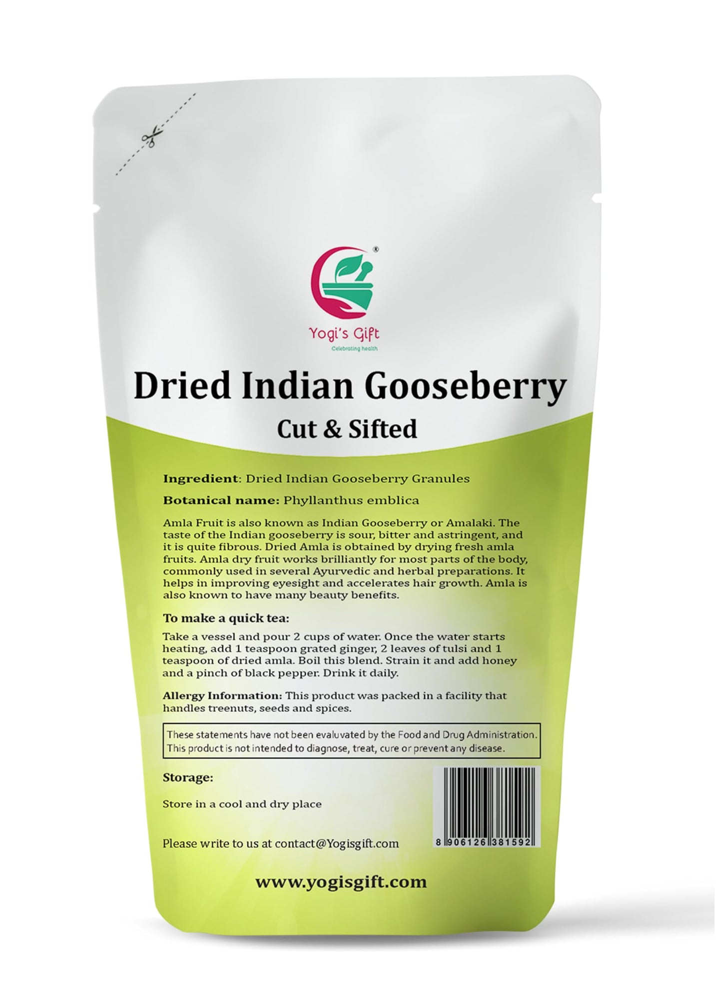 Dried Amla/Gooseberry Cut & Sifted 4 oz | Rich in Vitamin C, Fibre | Phyllanthus emblica | by Yogis Gift