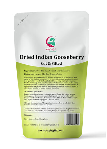Dried Amla/Gooseberry Cut & Sifted 4 oz | Rich in Vitamin C, Fibre | Phyllanthus emblica | by Yogis Gift