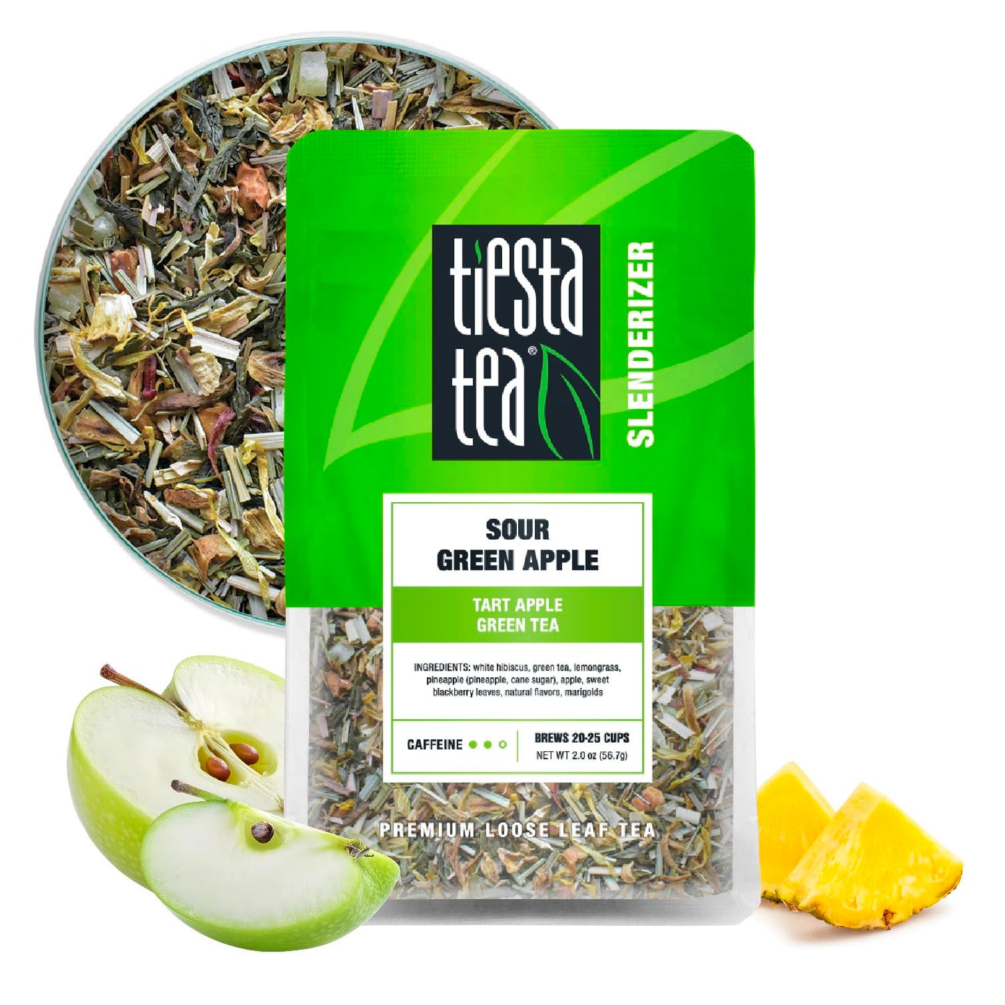 Tiesta Tea Sour Green Apple Loose Leaf Green Tea - Medium Caffeinated - 2 oz Resealable Pouch - Makes 20-25 Cups