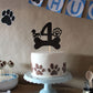 1 Pcs 4Th Birthday Cake Topper Black Glitter Dog Paw Four Years Old Birthday Puppy Dog Bone Cake Pick For Let'S Pawty Baby Showe