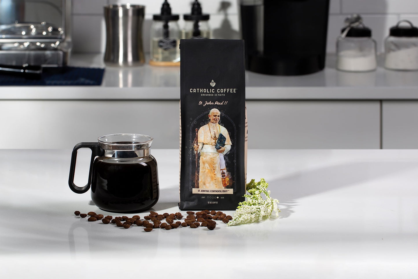 St. John Paul Ii Peruvian Dark Roast Catholic Coffee (Ground) 12 Ounces - Small-Batch Craft Coffee, Gift For Catholic Faithful & Coffee Lovers