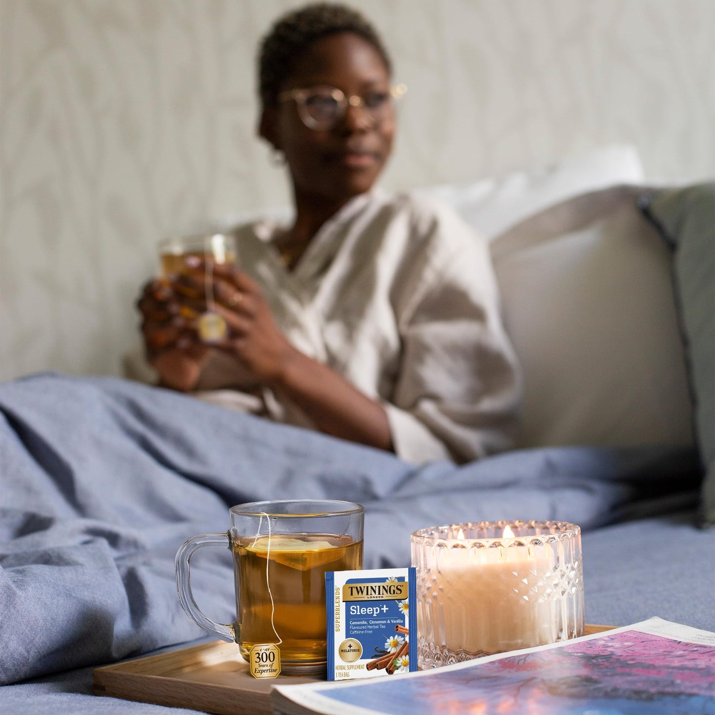 Twinings Superblends Sleep+ Herbal Tea with 1mg Melatonin Camomile  Cinnamon & Vanilla  Naturally Caffeine-Free  16 Tea Bags (Pack of 1)  Enjoy Hot or Iced
