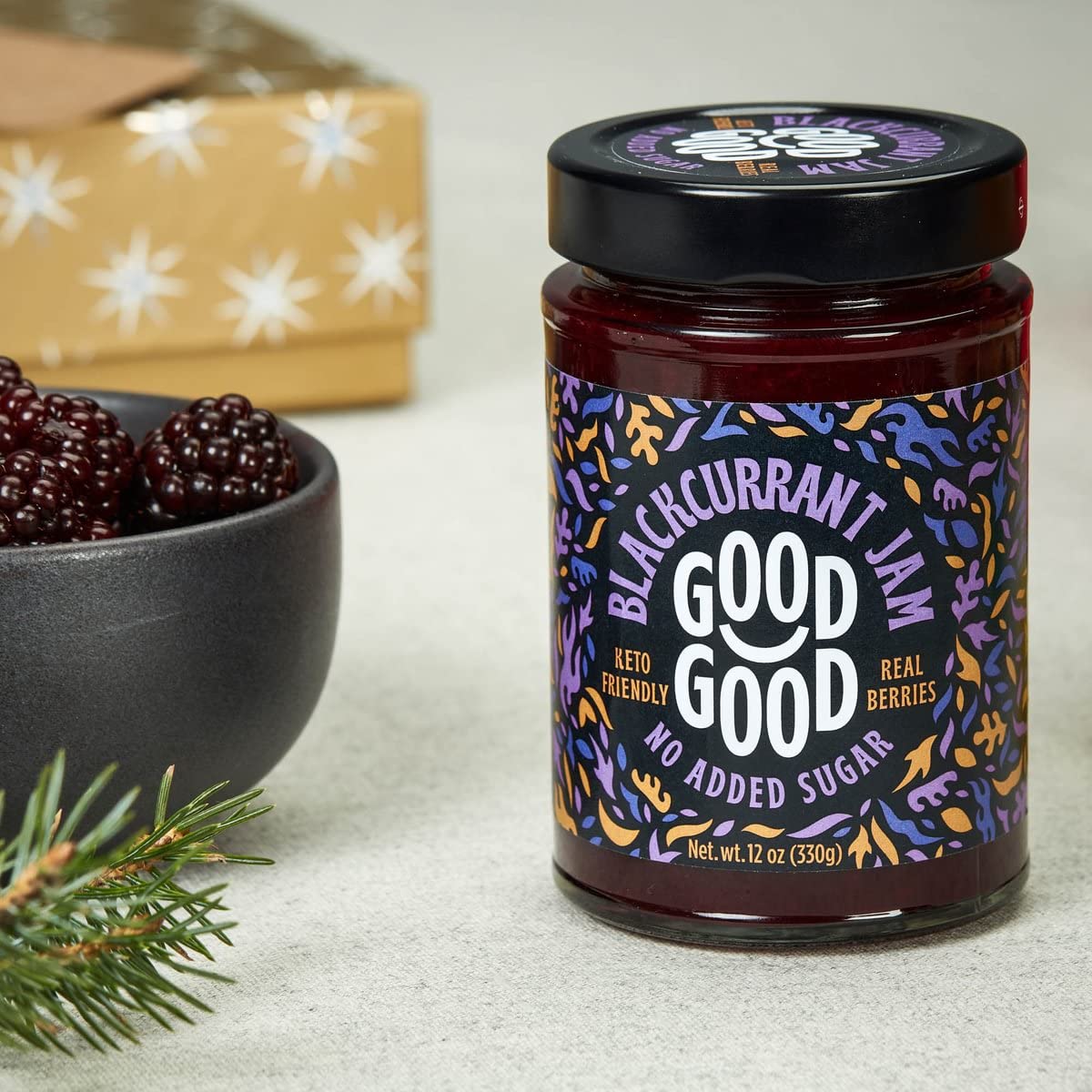 Good Good No Added Sugar Fruit Jam Variety Pack Of 4 - Keto Friendly Jelly - Strawberry, Concord Grape, Forest Fruits And Blackc