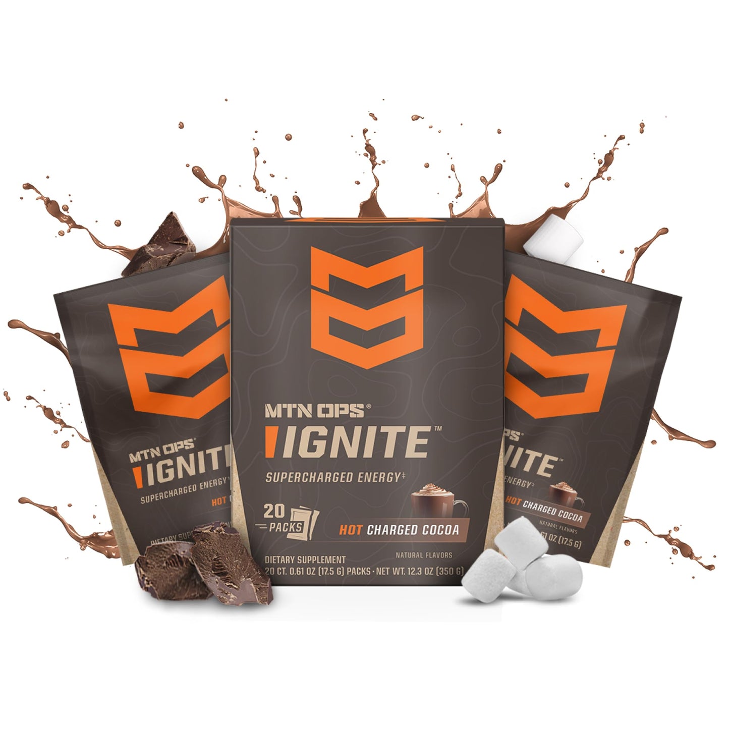 Mtn Ops Hot Ignite Instant Coffee Nootropic & L-Arflavor Blendine L-Citrulline For Cognitive Clarity  Mental Focus & Nitric-Oxide Boost | 200Mg Energy Blend Per Serving  20 Servings | Charged Cocoa Trail Packs