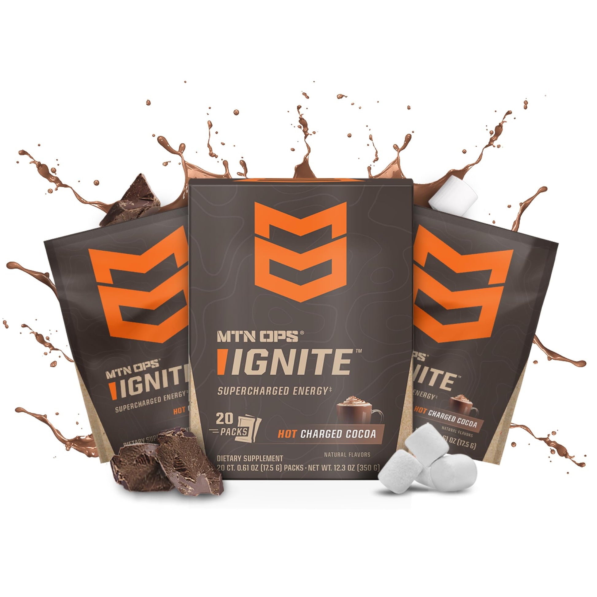 Mtn Ops Hot Ignite Instant Coffee Nootropic & L-Arflavor Blendine L-Citrulline For Cognitive Clarity  Mental Focus & Nitric-Oxide Boost | 200Mg Energy Blend Per Serving  20 Servings | Charged Cocoa Trail Packs