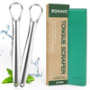 Ronavo Tongue Scraper With Travel Cases For Adults & Kids, Easy To Use, Stainless Steel (Medical Grade), Fights Bad Breath, Heal