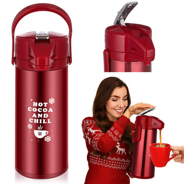 Vesici 84.55 oz Hot Chocolate Drink Dispenser with Pump Red Cocoa Drink Dispenser for Keeping Christmas Hot Cocoa Bar Supplies f