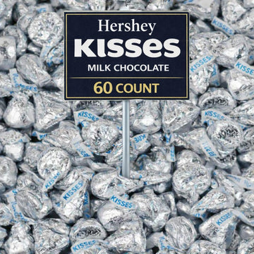 Kisses Milk Chocolate Candy, Approx 60 Pieces Solid Milk Chocolate In Siver Foil Wrap