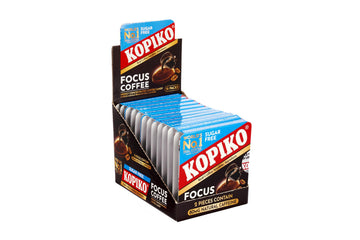 Kopiko Focus Coffee Candy - Highly Concentrated Coffee Candy  12 pack box with 4 Focus candies per pack. 2 Candies Equals One Cup of Coffee