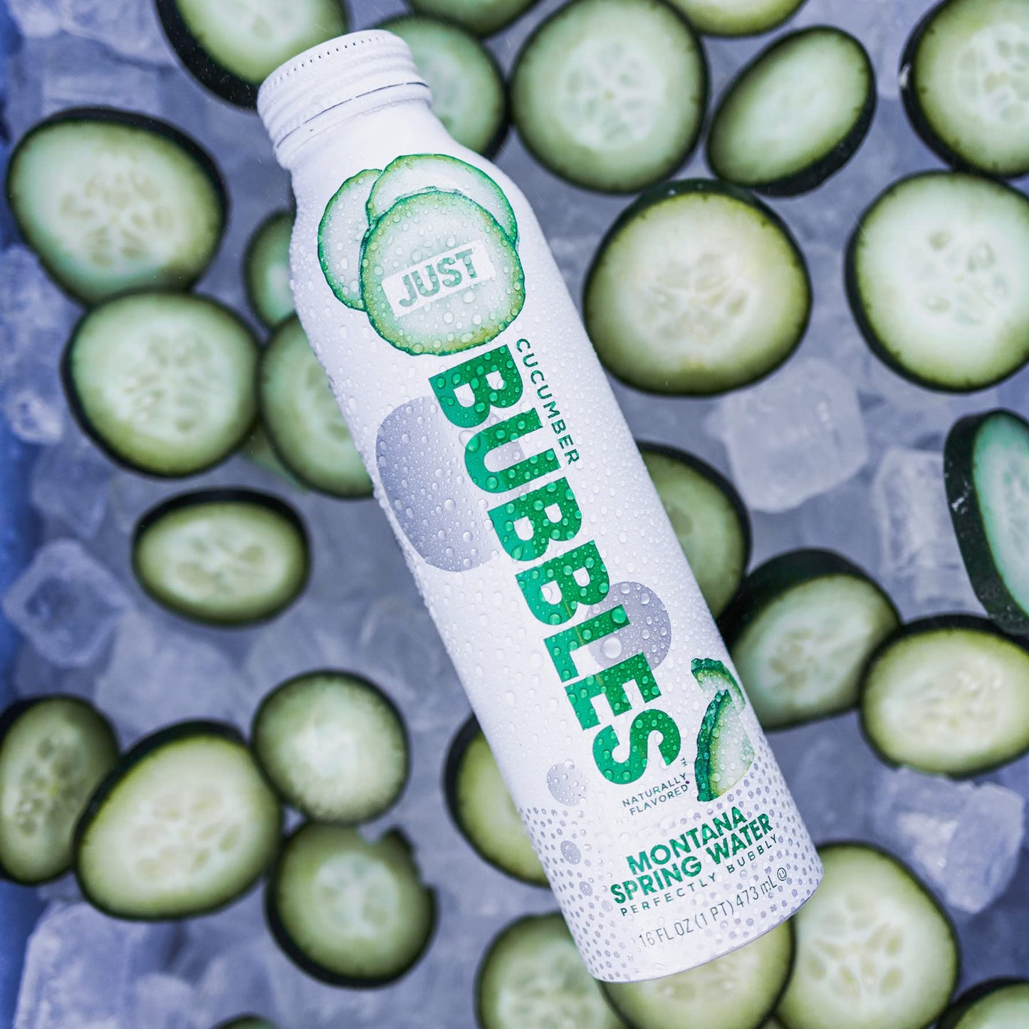 Just Bubbles Cucumber - Pure Premium Sparkling Spring Water In A Fully Recyclable Reusable Eco-Friendly Bottle - 100% Mountain-S