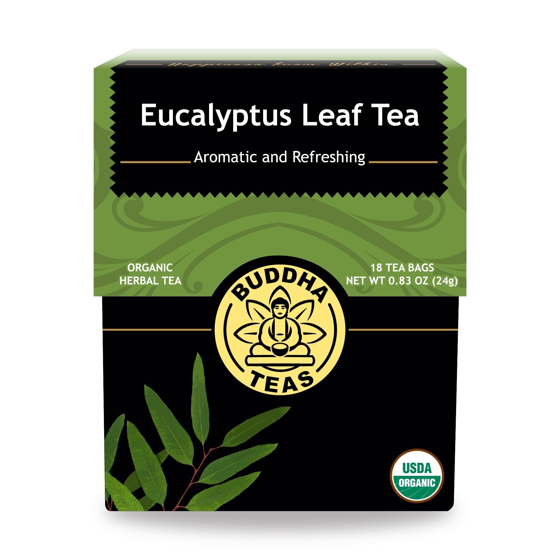 Organic Eucalyptus Tea - Kosher  Energy Blend-Free  Gmo-Free - 18 Bleach-Free Tea Bags