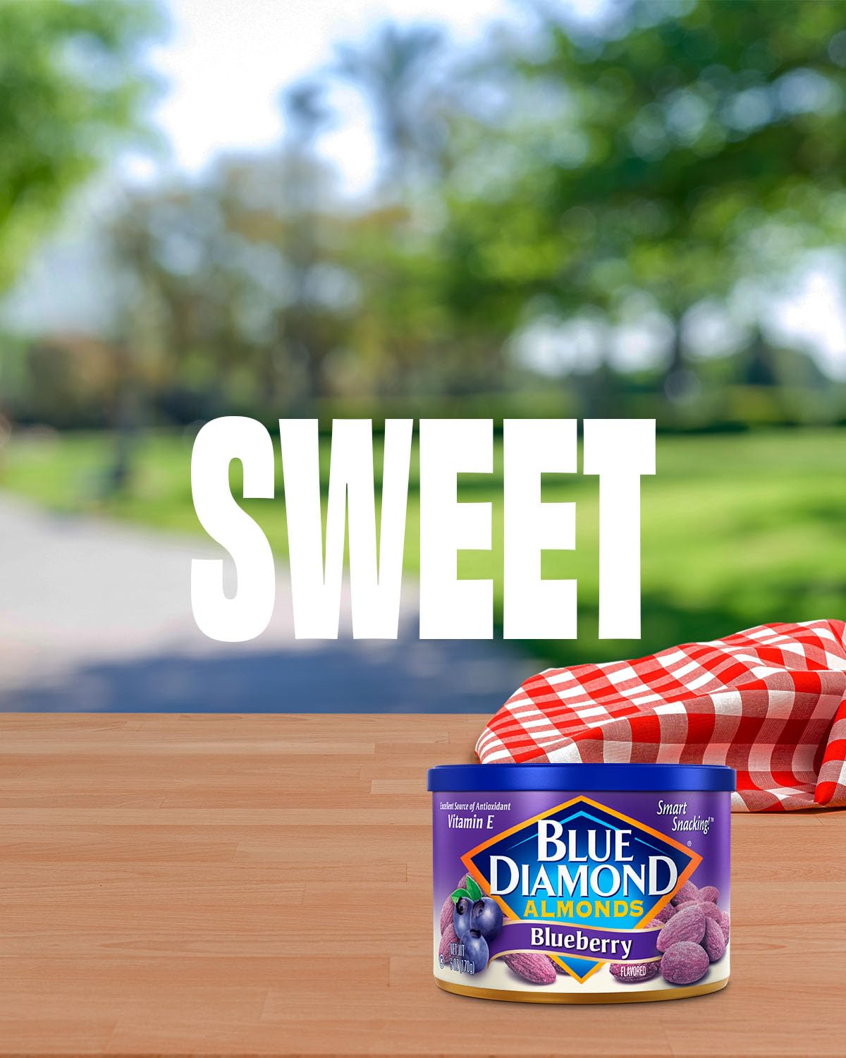Blue Diamond Almonds, Classic Blueberry Flavored Sweet Snack Nuts perfect size for On-the-go, Lunch, Adults and Kids, 6oz Can (P