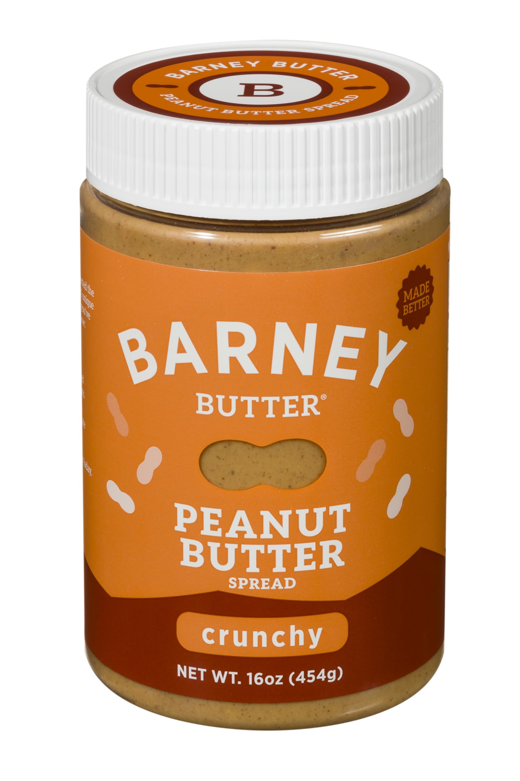 Barney Butter Peanut Butter, Crunchy, 16 Ounce Jar, Natural, No Stir, Non-GMO, Gluten Free, Keto, Vegan