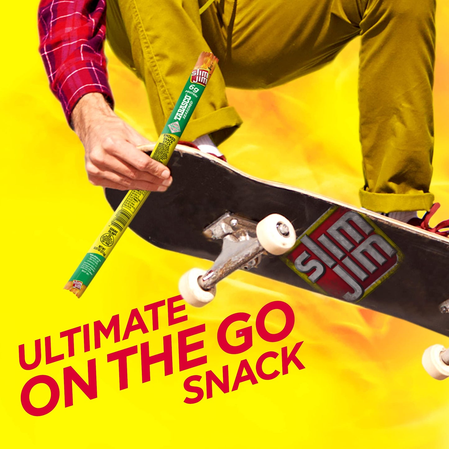 Slim Jim Giant Smoked Meat Sticks, Tabasco Flavor, 6g Protein, 0.97 oz. (24 Count), Model 11730