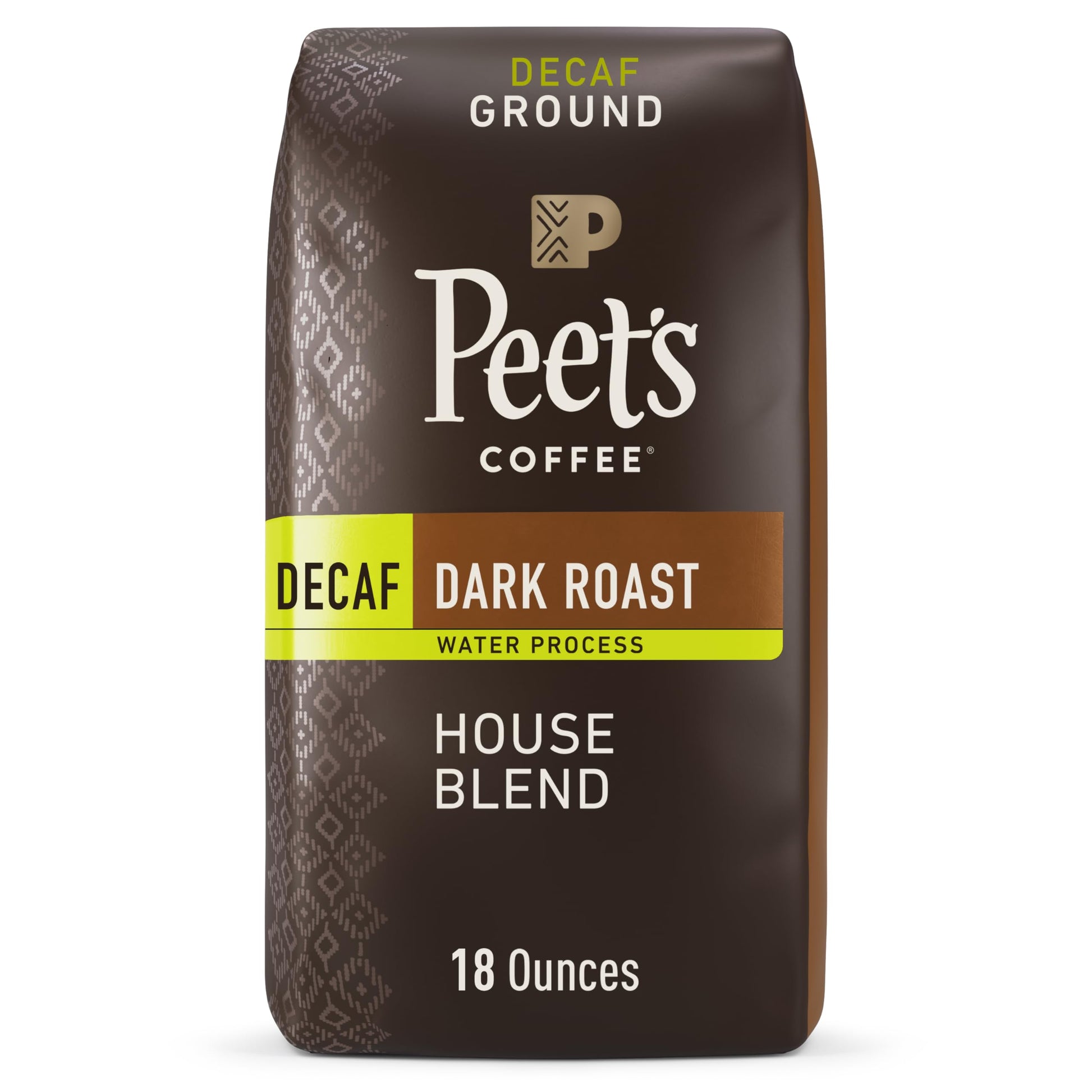 Peets Coffee Dark Roast Ground Coffee, Decaf House Blend, 18 Ounce Bag