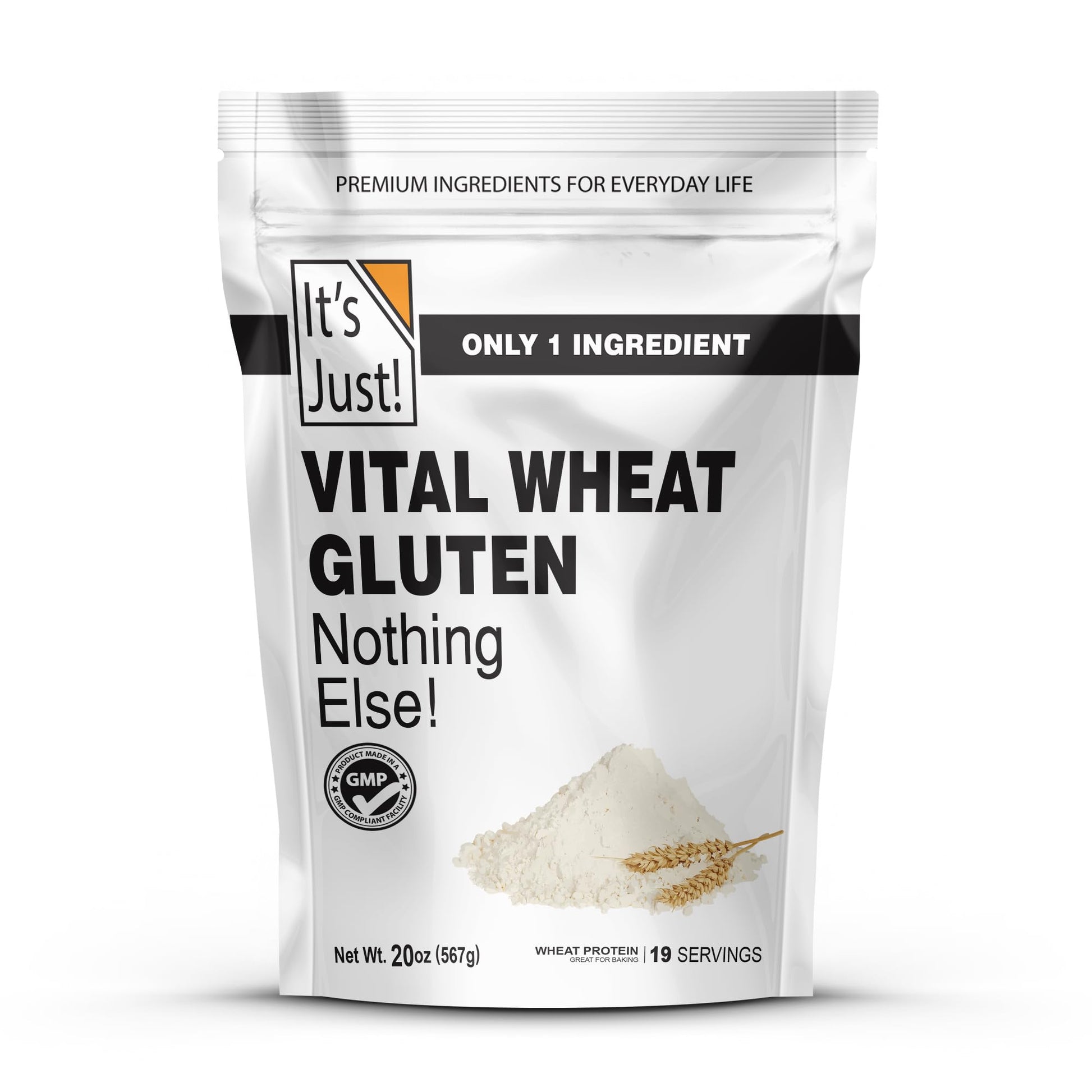 Its Just - Vital Wheat Gluten, 1.25lb, High Protein Wheat Flour, Vegan Friendly Seitan, Low Carb Bread, 20oz