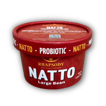 Rhapsody Natural Foods, Large Bean Natto, Made in Vermont, Fermented Probiotic Superfood, 3.5 oz (100g) - Case of 12 (42oz)