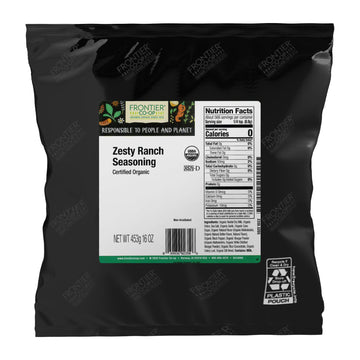 Frontier Co-op Organic Zesty Ranch Seasoning, Bulk Bag, Creamy Garlic and Herb Blend with Onion, Dill, and Celery for Dips, Chic