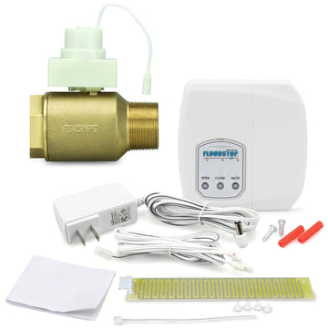 Floodstop Water Heater Leak Detector Kit With Automatic Water Shut-Off And Visual/Audible Alarms, 1-1/2'' Npt Mip X Fip