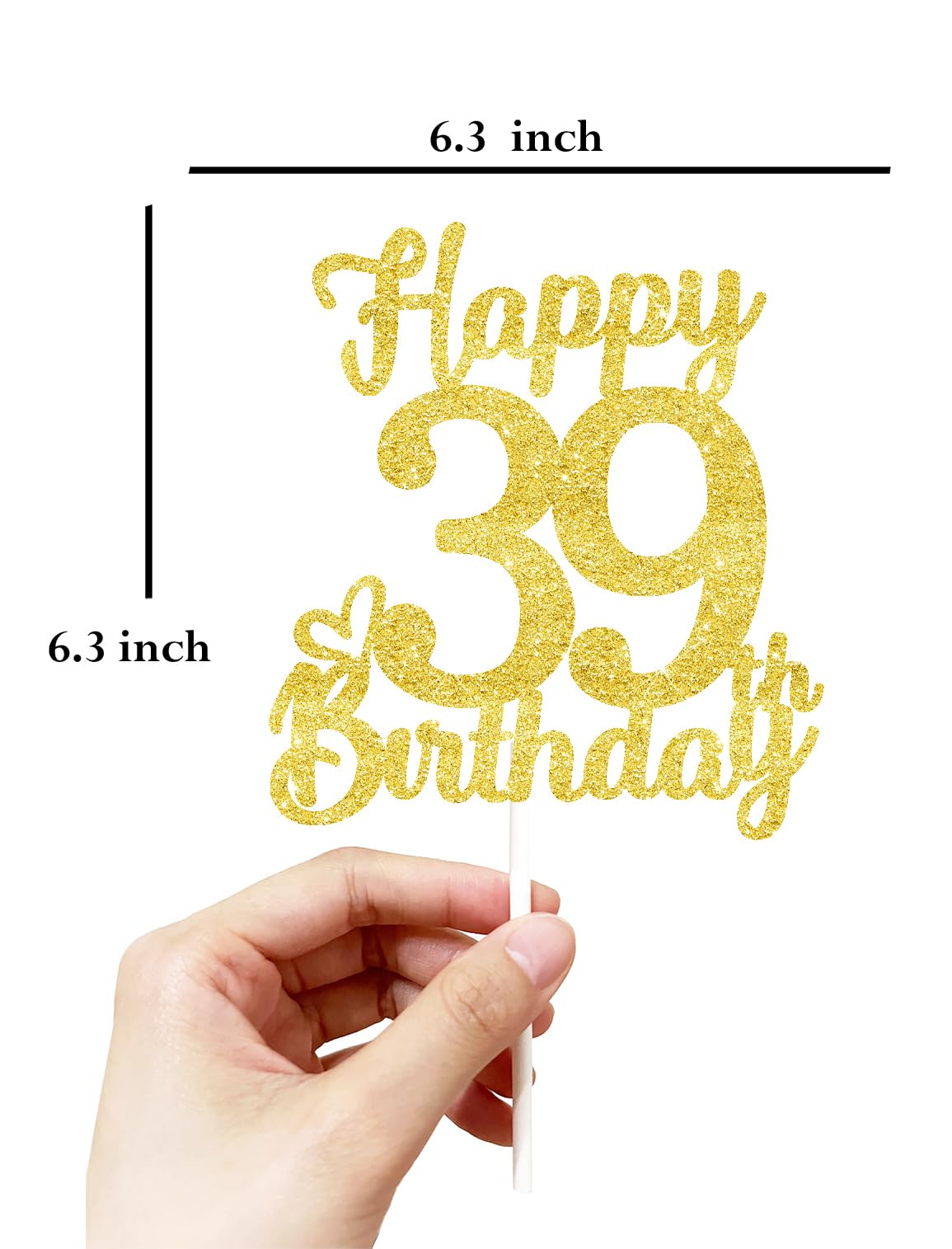 39 Birthday Cake Toppers-Gold Glitter, 39Th Cake Topper For Men,39 Cake Topper For Women, 39Th Birthday Decorations,39Th Birthda