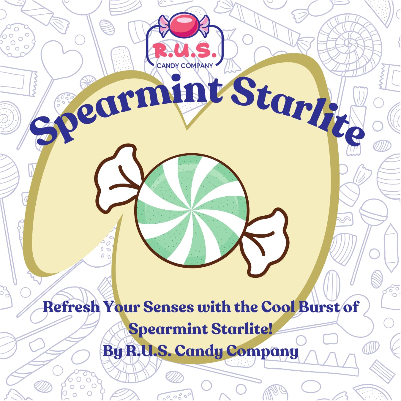 R.U.S. Candy Company Spearmint Starlite Candy - 3 Pound Bag - Refreshing Hard Mint Candy Perfect For Parties And Holiday Celebra