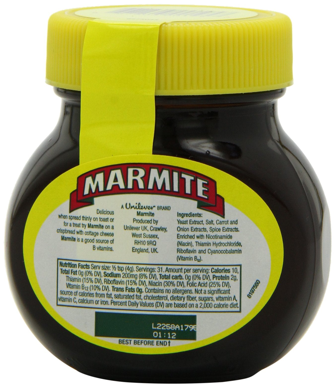 Marmite Yeast Extract, 4.4-Ounce Jars (Pack of 6)