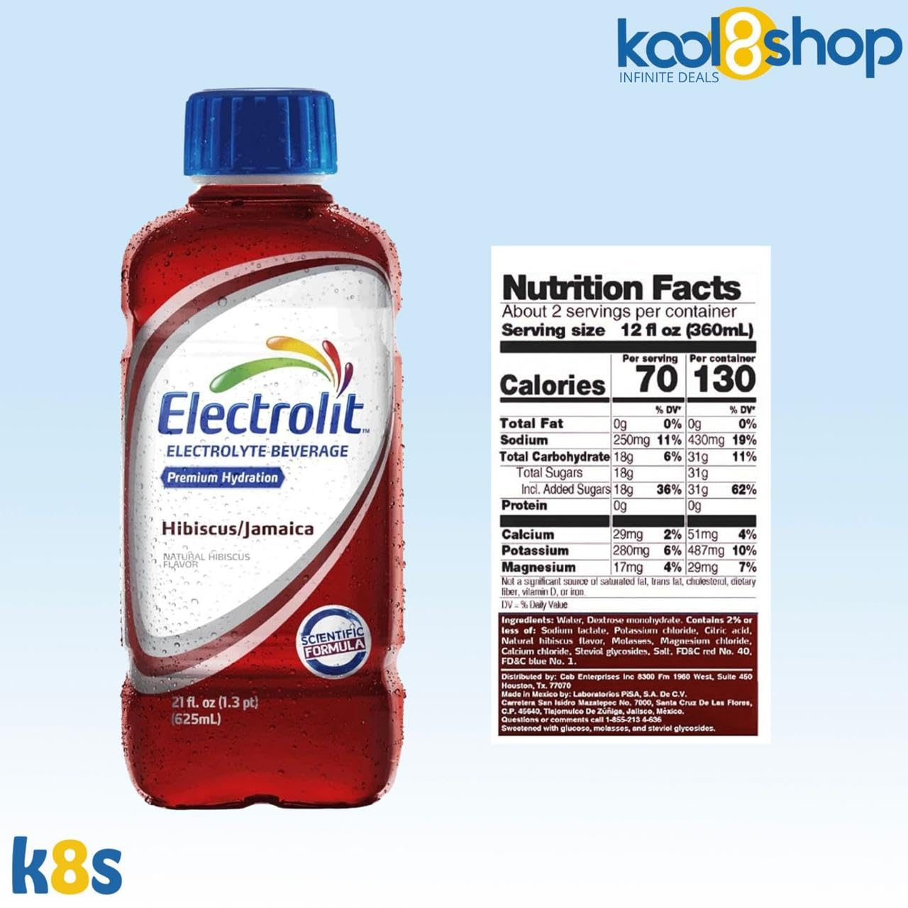 Electrolit Fruit Punch Hydration Drink With Electrolytes 21 Fl Oz Plastic Bottles 9 Pack + 1 Microfiber Cooling Towel By Kool8Sh