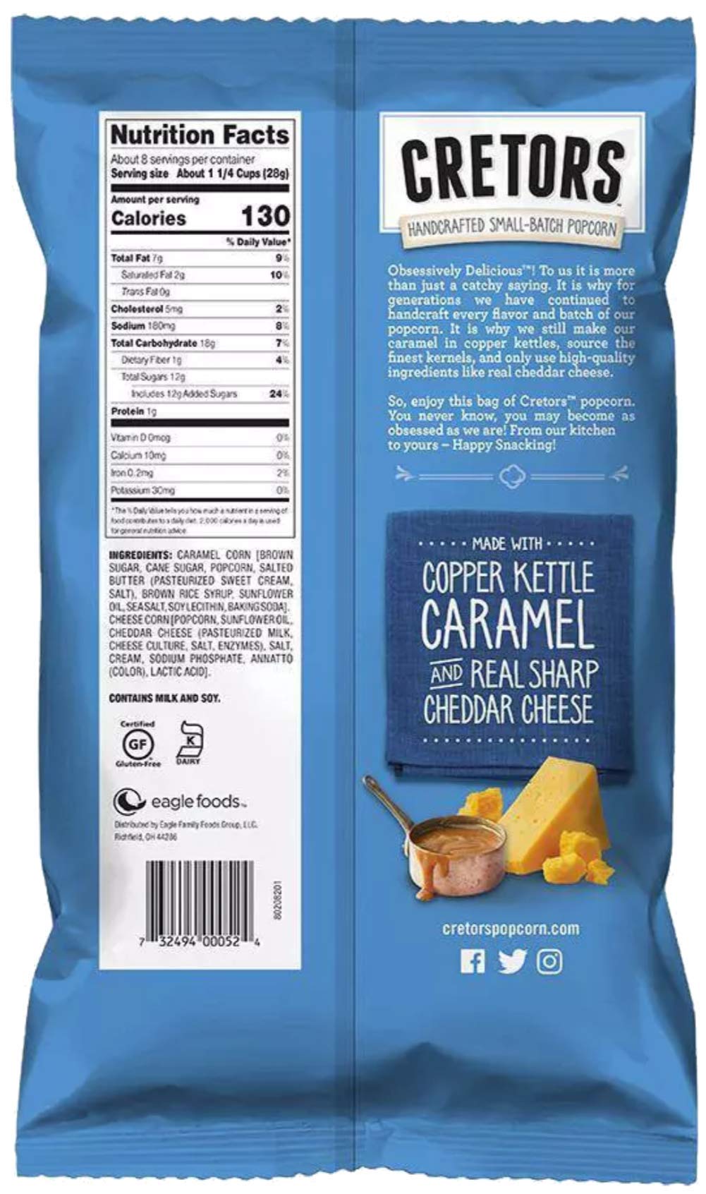 G.H. Cretors The Mix Popped Caramel & Real Cheddar Cheese Pop Corn, 7.5 Ounce (Pack Of 2)