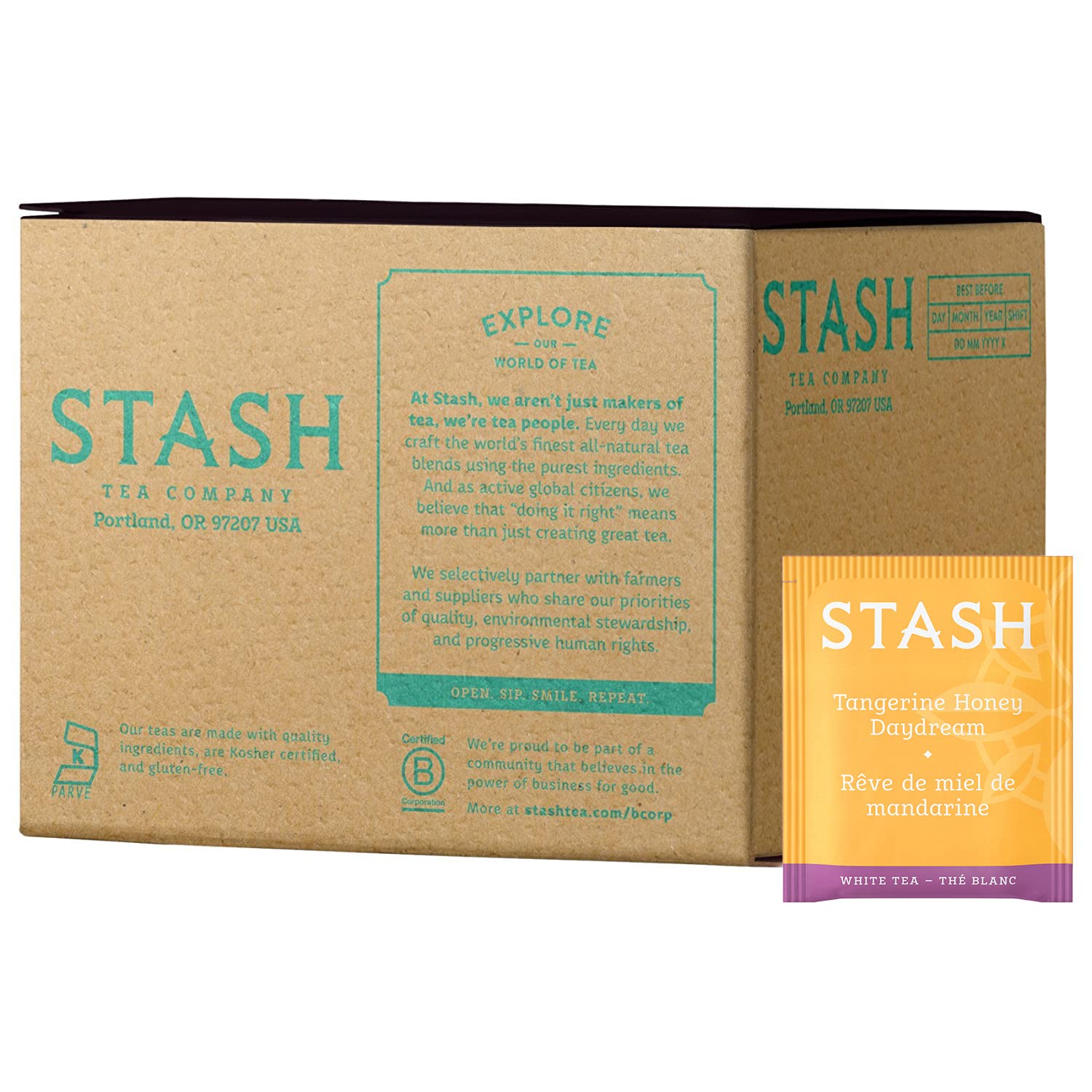 Stash Tea Tangerine Honey Daydream White Tea - Caffeinated, Non-GMO Project Verified Premium Tea with No Artificial Ingredients,