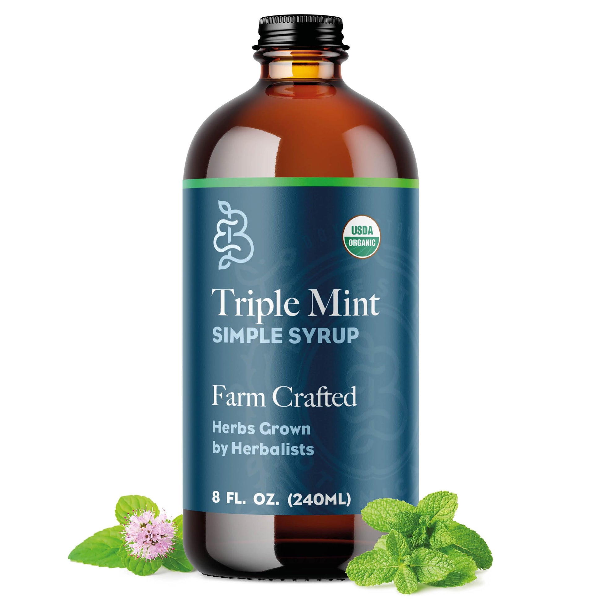 Bluestem Botanicals Organic Triple Mint Simple Syrup, 8 oz, Non-Alcoholic Cocktail and Mocktail Mixer