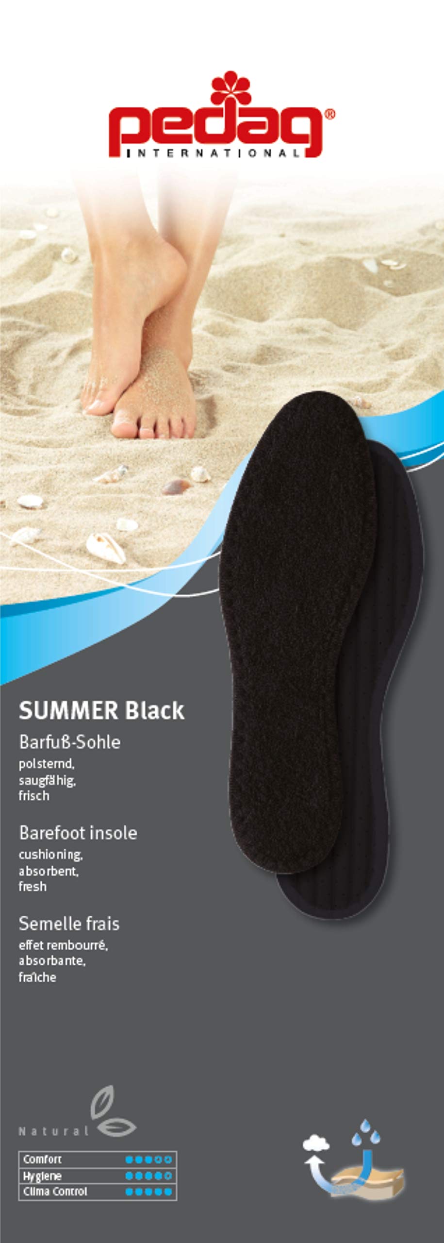 Pedag Summer | Pure Terry Cotton Insoles | Handmade In Germany | Absorbs Sweat & Controls Odor | Ideal For Wear Without Socks |