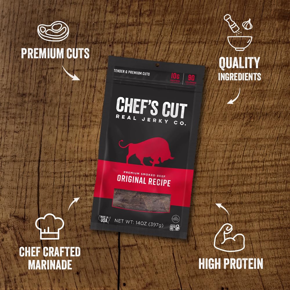 Chefs Cut Real Smoked Beef Original Recipe Jerky  14 Ounce