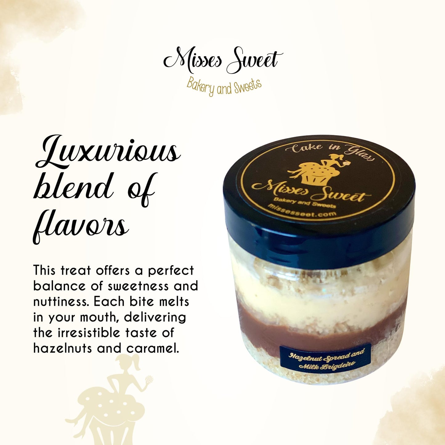 Gourmet Cake in a Jar - Hazelnut Cake in Jar with Vanila Cake Layered with Hazelnut Chocolate Filling and Leche Brigadeiro - Bir