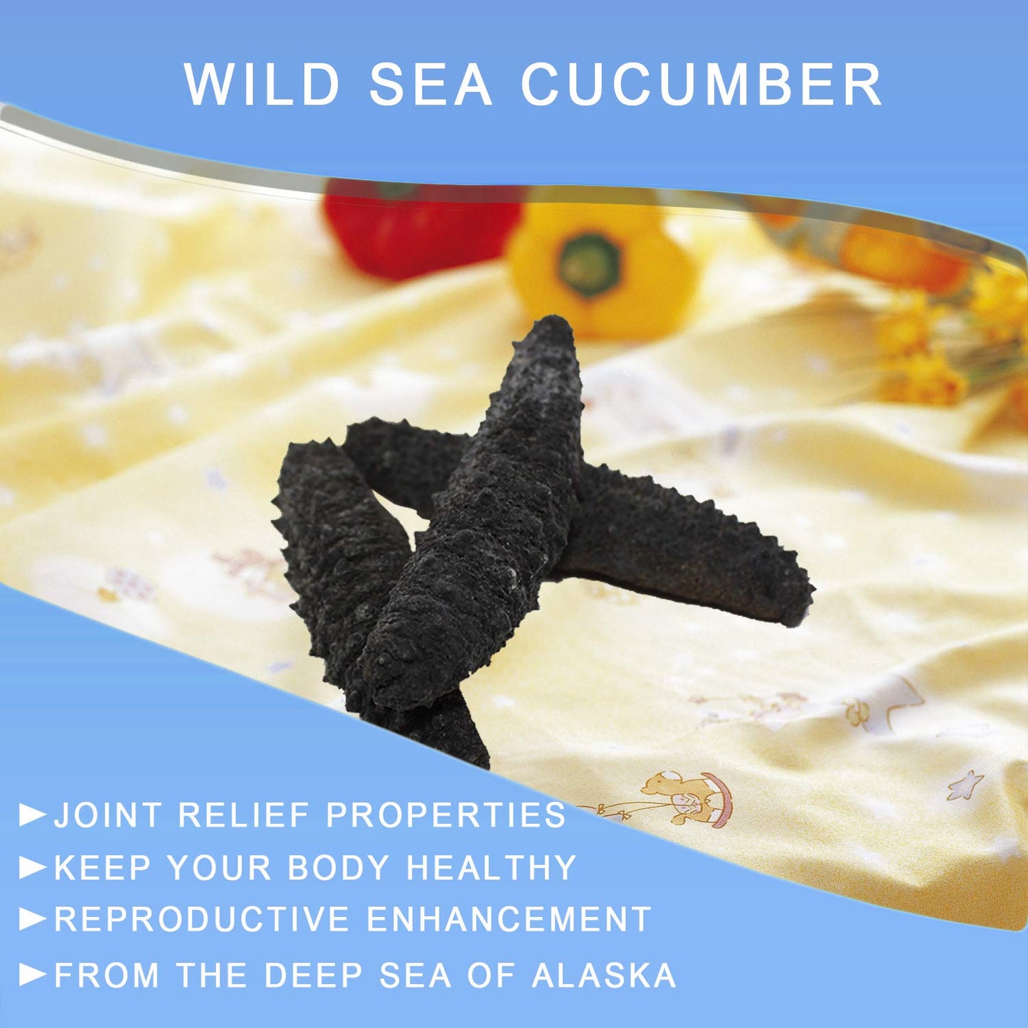 DABC OAK LAND Wild Caught Sun Dried Atlantic Black Sea Cucumber, 30-40pcs, Large 8oz Box, All Natural Nutritious海参
